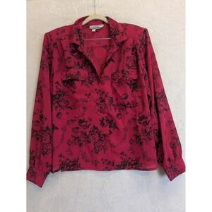 SK & COMPANY Women's Pink Floral Long Sleeve Button Up Shirt Top‎ Size 12